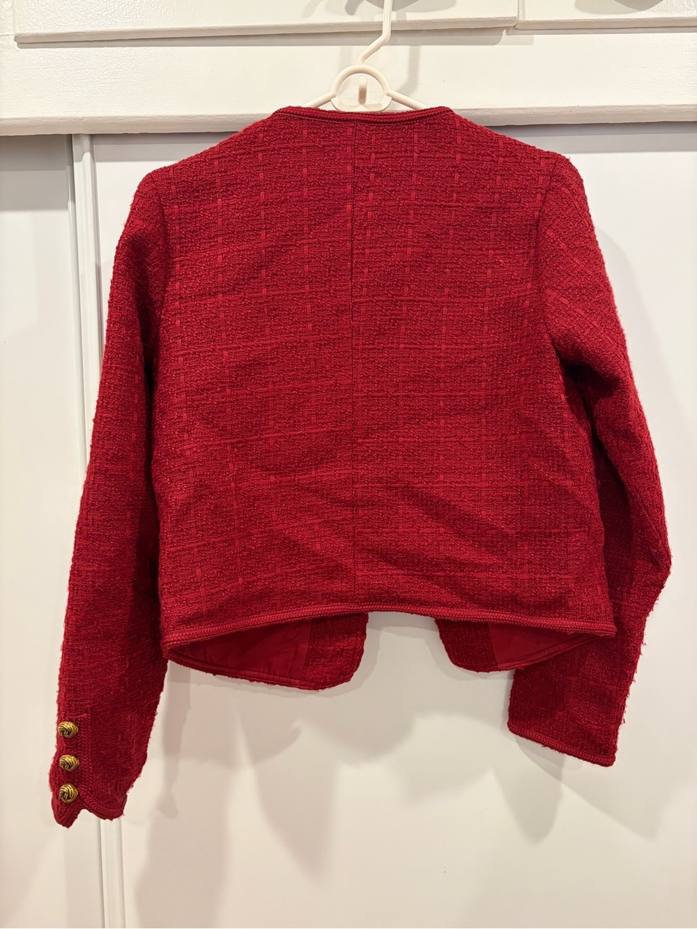 Aqua Red Tweed Button-Front Jacket - Picture 3 of 4